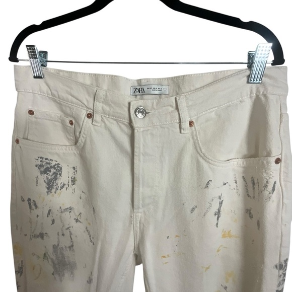 Zara Men Paint Spatter Ripped White Multi Colored Jeans - Picture 13 of 16
